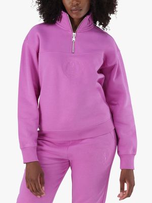 Women's Steve Madden Pink Co-Ord Maxine Collared Fleece Sweater