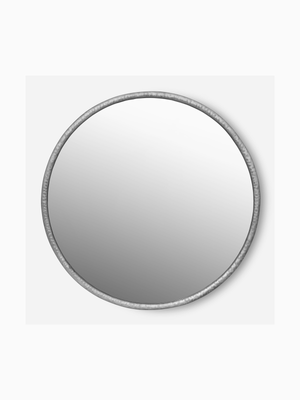 Round Mirror Metal Frame Silver 80cm