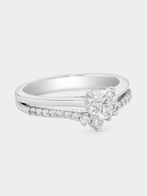 White Gold 0.9ct Lab Grown Diamond Solitaire Wishbone Twinset Ring