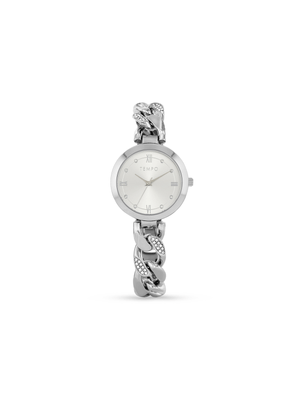 Tempo Women’s Silver Dial Silver Toned Chain Strap Watch