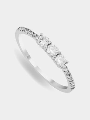 Sterling Silver & Cubic Zirconia Trilogy Promise Ring