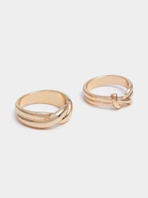 Twisted Knot Gold Plated Rings Pack