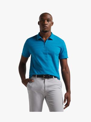 Men's Blue Textured Quarter Zip Golfer