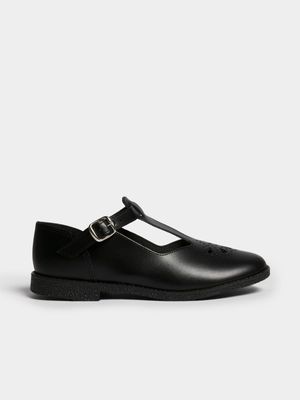 Jet Girls Leather T Bar School Shoes