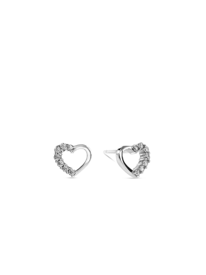Miss Swiss Sterling Silver Cubic Zirconia Open Heart Stud Earrings