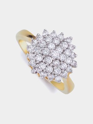 9ct Yellow Gold 1ct Diamond Cluster Ring