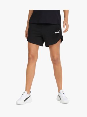 Womens Puma Essential 5 Inch High-Waisted Black Shorts
