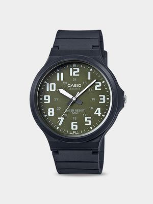 Casio Standard Khaki Dial, Black Resin Analogue Watch