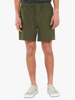 Men's Jeep Green Elasticated Waistband Olive Cargo Shorts