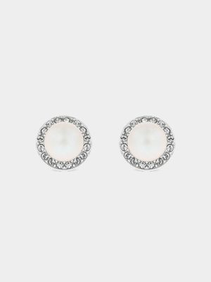 Sterling Silver Crystal Women's June Birthstone Stud Earrings