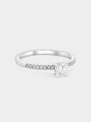 White Gold 0.6ct Lab Grown Diamond Pavé Solitaire Ring