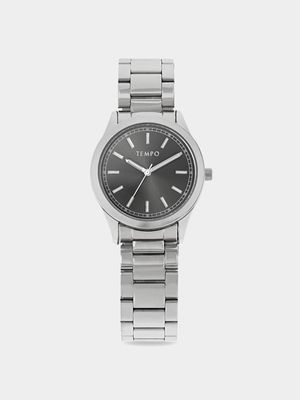 Tempo Men's Minimalist Silver-Tone & Grey Dial Watch