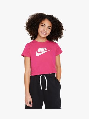 Nike Girls Youth NSW Cerise Cropped T-shirt