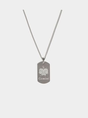 Stainless Steel Gemini Dogtag Pendant on Chain