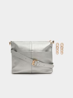 Mini Structured Handbag with Diamante Drop Earring Set