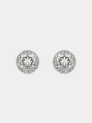 Sterling Silver Crystal Women's April Birthstone Stud Earrings