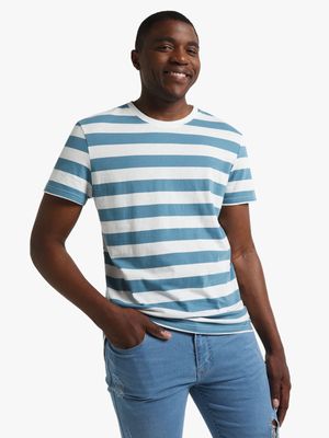 Men's Blue & White Striped T-Shirt