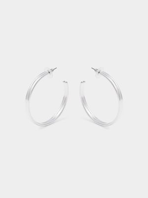 Double Barrel Hoop Earrings
