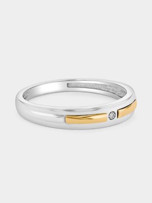 Yellow Gold & Sterling Silver Earth Grown Diamond Wedding Band