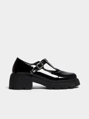 Women's Black Chunky Mary-Jane Loafers