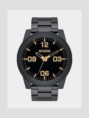 Nixon Men's Corporal SS Matte Black Plated & Gold Stainless Steel Watch