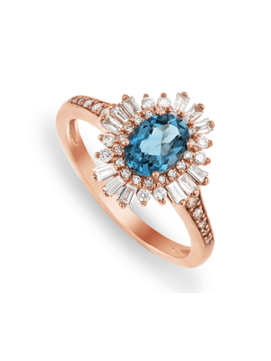 9ct Rose Gold Ballerina Ring with Topaz and Diamonds