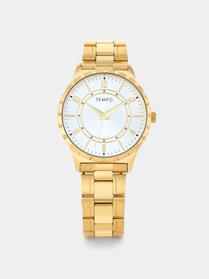 Tempo Gold Plated Silver Dial Bracelet Watch