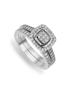 Sterling Silver Cubic Zirconia Moroccan Twinset Ring