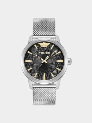 Police Raho Black & Gold Dial Stainless Steel Mesh Watch
