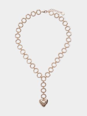 Circles Chain & Heart Pendant Necklace