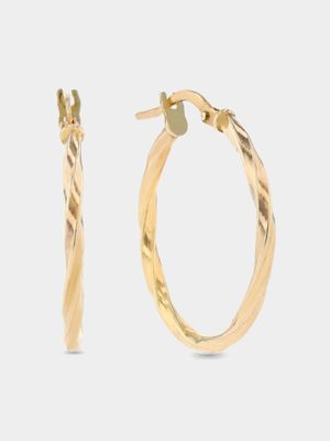 Yellow Gold & Sterling Silver Small Twisted Hoop Earrings