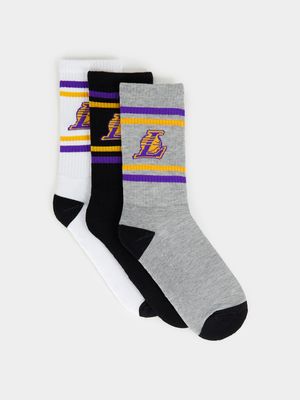 NBA LA Lakers 3-Pack Multicolour Knit Socks