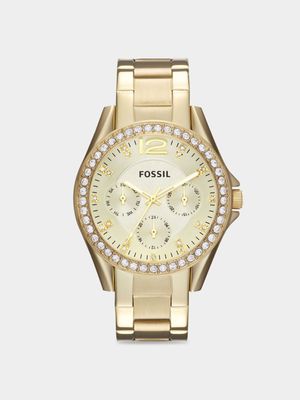 Fossil Riley Gold Plated Stainless Steel Multi-Dial Bracelet Watch