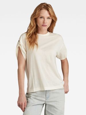 G-Star Women's Ajustable Sleeve Cream Loose T-Shirt