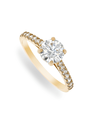 Yellow Gold, Cubic Zirconia engagmentring with side details.