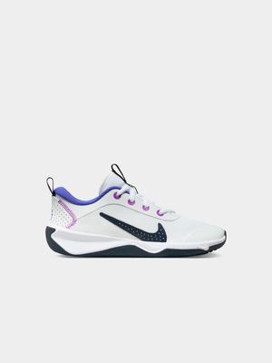 Junior Grade-School Omni Multi-Court White/Navy/Purple Shoes