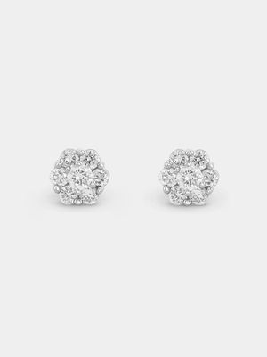White Gold Lab Grown Diamond Women’s Cluster Stud Earrings
