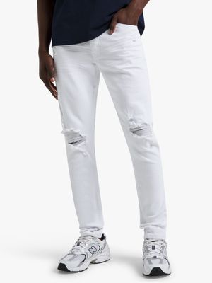 Redbat Men's White Super Skinny Jeans