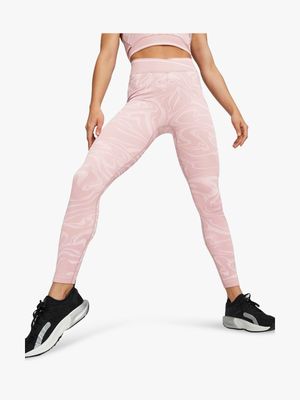 Womens Puma Formknit All Over Print High-Waisted Pink Tights