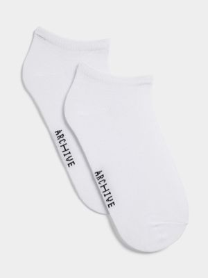 Archive Unisex 2-Pack White Ankle Socks