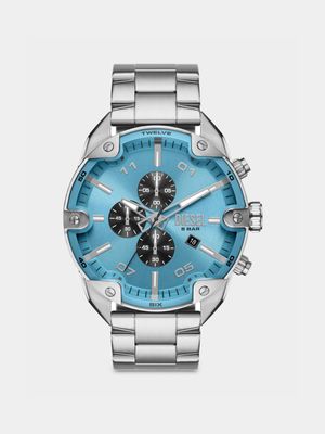 Diesel Spiked Blue Dial Stainless Steel Chronograph Bracelet Watch