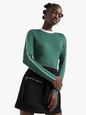 Women's Green With Contrast Tipping Top