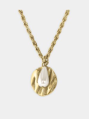 Coin & Pearl On Chain 18ct Gold Plated