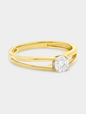 Yellow Gold 0.10ct Diamond Solitaire Split Ring
