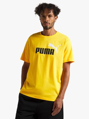 Mens Puma Essential 2 colour Logo Yellow Tee