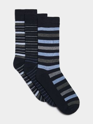 Jet Men's 3 Pack NavyGrey Design Socks Multicolour