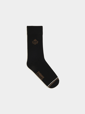 Fabiani Men's Black Cotton Ankle Socks