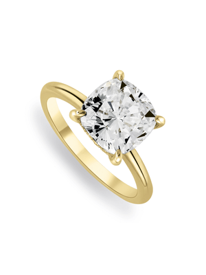 5ct Yellow Gold & Created White Sapphire Cushion Ring