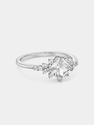 Sterling Silver Cubic Zirconia Princess Sparkle Ring