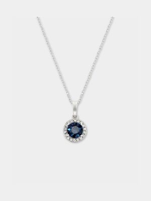 Sterling Silver Crystal Women's September Birthstone Pendant Necklace